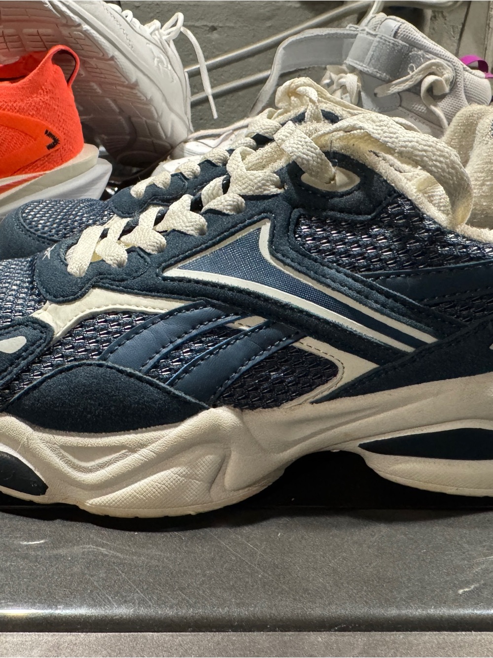 Reebok Navy and White Kids Running Sneakers